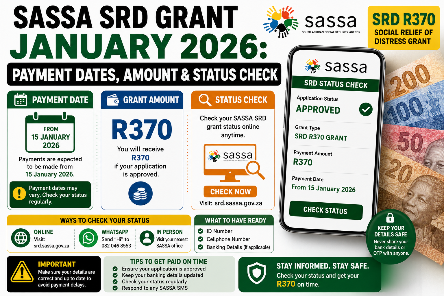 SASSA SRD Grant January 2026: Payment Dates, Amount & Status Check