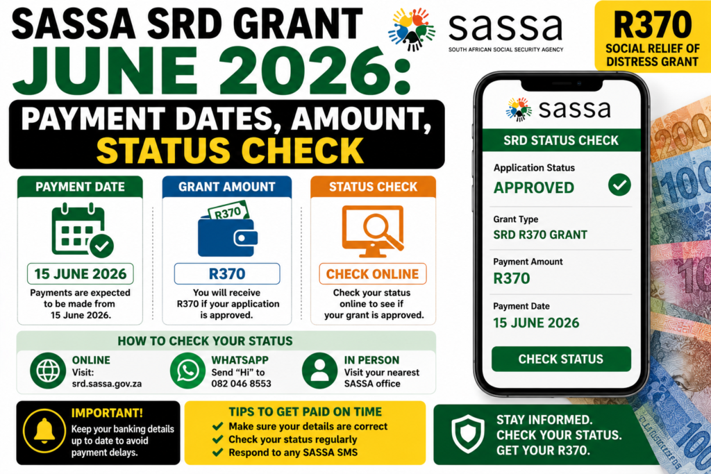 SASSA SRD Grant June 2026: Payment Dates, Amount, Status Check