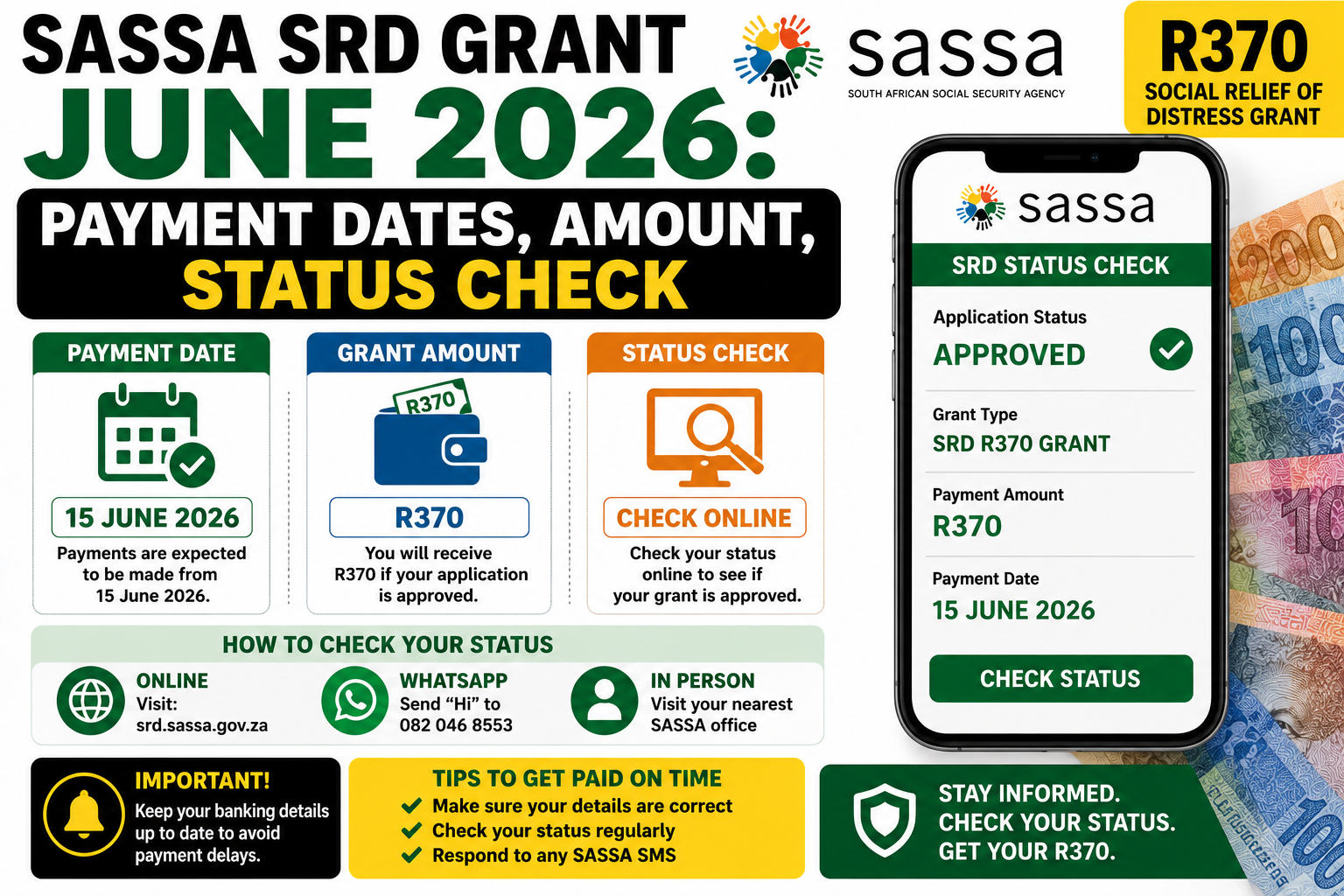 SASSA SRD Grant June 2026: Payment Dates, Amount, Status Check
