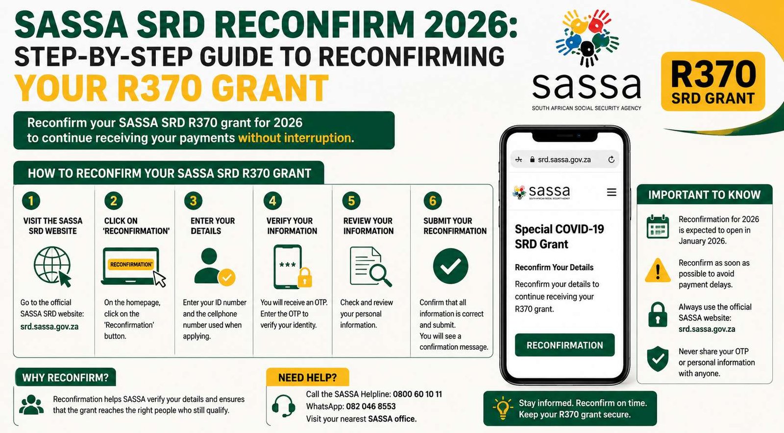 SASSA SRD Reconfirm 2026: Step-by-Step Guide to Reconfirming Your R370 Grant